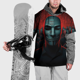 Накидка на куртку 3D с принтом Анонимусы роботы в Рязани, 100% полиэстер |  | 