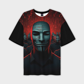 Мужская футболка oversize 3D с принтом Анонимусы роботы в Петрозаводске,  |  | 