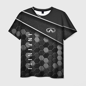 Мужская футболка 3D с принтом Infiniti   черный металл в Кировске, 100% полиэфир | прямой крой, круглый вырез горловины, длина до линии бедер | 