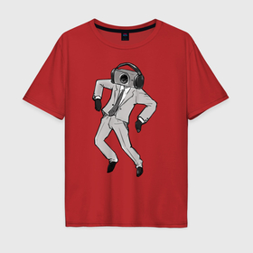 Мужская футболка хлопок Oversize с принтом Camera man в Белгороде, 100% хлопок | свободный крой, круглый ворот, “спинка” длиннее передней части | 