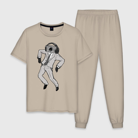 Мужская пижама хлопок с принтом Camera man в Тюмени, 100% хлопок | брюки и футболка прямого кроя, без карманов, на брюках мягкая резинка на поясе и по низу штанин
 | 