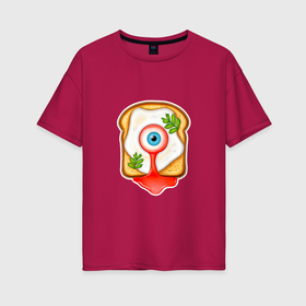 Женская футболка хлопок Oversize с принтом завтрак хэллоуин яичница глазунья в Курске, 100% хлопок | свободный крой, круглый ворот, спущенный рукав, длина до линии бедер
 | 