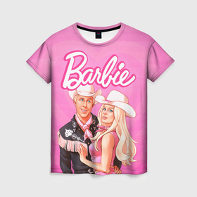 Женская футболка 3D с принтом Барби и Кен Фильм в Кировске, 100% полиэфир ( синтетическое хлопкоподобное полотно) | прямой крой, круглый вырез горловины, длина до линии бедер | 