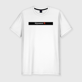 Мужская футболка хлопок Slim с принтом Мурманск города России в Курске, 92% хлопок, 8% лайкра | приталенный силуэт, круглый вырез ворота, длина до линии бедра, короткий рукав | 