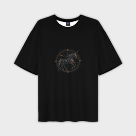 Мужская футболка oversize 3D с принтом Звёздный единорог в Курске,  |  | 