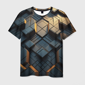 Мужская футболка 3D с принтом Объемные кубы в Белгороде, 100% полиэфир | прямой крой, круглый вырез горловины, длина до линии бедер | Тематика изображения на принте: 