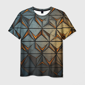 Мужская футболка 3D с принтом Объемная броня из плит в Тюмени, 100% полиэфир | прямой крой, круглый вырез горловины, длина до линии бедер | 