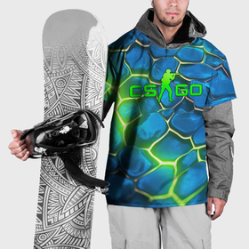 Накидка на куртку 3D с принтом CSGO green blue neon в Белгороде, 100% полиэстер |  | 