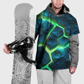 Накидка на куртку 3D с принтом Яркий зеленый разлом плит , 100% полиэстер |  | Тематика изображения на принте: 
