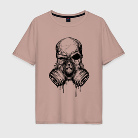 Мужская футболка хлопок Oversize с принтом Радиоактивный череп в Тюмени, 100% хлопок | свободный крой, круглый ворот, “спинка” длиннее передней части | 