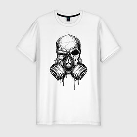 Мужская футболка хлопок Slim с принтом Радиоактивный череп в Екатеринбурге, 92% хлопок, 8% лайкра | приталенный силуэт, круглый вырез ворота, длина до линии бедра, короткий рукав | 