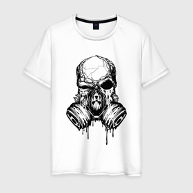 Мужская футболка хлопок с принтом Радиоактивный череп в Тюмени, 100% хлопок | прямой крой, круглый вырез горловины, длина до линии бедер, слегка спущенное плечо. | 