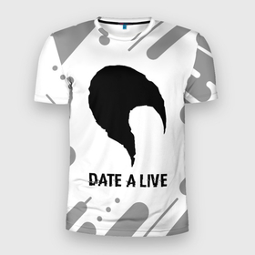Мужская футболка 3D Slim с принтом Date A Live glitch на светлом фоне в Санкт-Петербурге, 100% полиэстер с улучшенными характеристиками | приталенный силуэт, круглая горловина, широкие плечи, сужается к линии бедра | Тематика изображения на принте: 