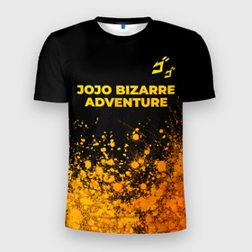 Мужская футболка 3D Slim с принтом JoJo Bizarre Adventure   gold gradient: символ сверху в Белгороде, 100% полиэстер с улучшенными характеристиками | приталенный силуэт, круглая горловина, широкие плечи, сужается к линии бедра | 