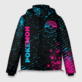Мужская зимняя куртка 3D с принтом Pokemon   neon gradient: надпись, символ , верх — 100% полиэстер; подкладка — 100% полиэстер; утеплитель — 100% полиэстер | длина ниже бедра, свободный силуэт Оверсайз. Есть воротник-стойка, отстегивающийся капюшон и ветрозащитная планка. 

Боковые карманы с листочкой на кнопках и внутренний карман на молнии. | 