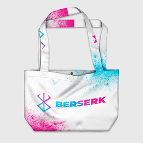 Пляжная сумка 3D с принтом Berserk neon gradient style: надпись и символ в Санкт-Петербурге, 100% полиэстер | застегивается на металлическую кнопку; внутренний карман застегивается на молнию. Стенки укреплены специальным мягким материалом, чтобы защитить содержимое от несильных ударов
 | 