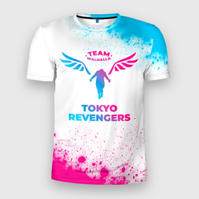 Мужская футболка 3D Slim с принтом Tokyo Revengers neon gradient style в Кировске, 100% полиэстер с улучшенными характеристиками | приталенный силуэт, круглая горловина, широкие плечи, сужается к линии бедра | 
