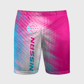 Мужские шорты спортивные с принтом Nissan neon gradient style: по вертикали в Тюмени,  |  | Тематика изображения на принте: 
