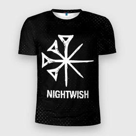 Мужская футболка 3D Slim с принтом Nightwish glitch на темном фоне в Новосибирске, 100% полиэстер с улучшенными характеристиками | приталенный силуэт, круглая горловина, широкие плечи, сужается к линии бедра | 