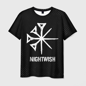 Мужская футболка 3D с принтом Nightwish glitch на темном фоне в Новосибирске, 100% полиэфир | прямой крой, круглый вырез горловины, длина до линии бедер | 