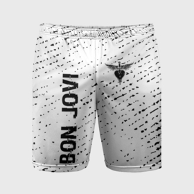 Мужские шорты спортивные с принтом Bon Jovi glitch на светлом фоне: надпись, символ в Тюмени,  |  | 