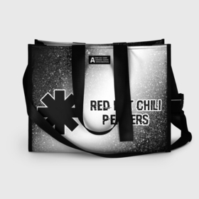 Сумка-шоппер 3D с принтом Red Hot Chili Peppers glitch на светлом фоне: надпись и символ в Новосибирске, 100% полиэстер | застегивается на металлическую кнопку; внутренний карман застегивается на молнию. Стенки укреплены специальным мягким материалом, чтобы защитить содержимое от несильных ударов
 | 