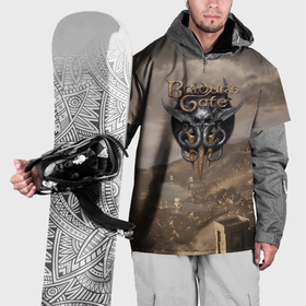 Накидка на куртку 3D с принтом Baldurs Gate 3 Logo в Екатеринбурге, 100% полиэстер |  | Тематика изображения на принте: 