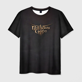 Мужская футболка 3D с принтом Logo Baldurs Gate 3 в Белгороде, 100% полиэфир | прямой крой, круглый вырез горловины, длина до линии бедер | 