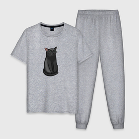 Мужская пижама хлопок с принтом Кот с пустым взглядом   мем в Белгороде, 100% хлопок | брюки и футболка прямого кроя, без карманов, на брюках мягкая резинка на поясе и по низу штанин
 | 