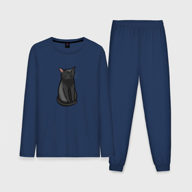 Мужская пижама с лонгсливом хлопок с принтом Кот с пустым взглядом   мем в Курске,  |  | Тематика изображения на принте: 