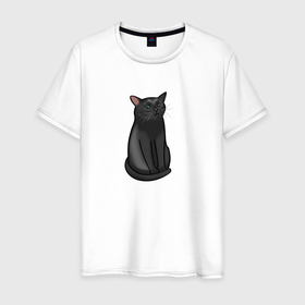 Мужская футболка хлопок с принтом Кот с пустым взглядом   мем в Белгороде, 100% хлопок | прямой крой, круглый вырез горловины, длина до линии бедер, слегка спущенное плечо. | 