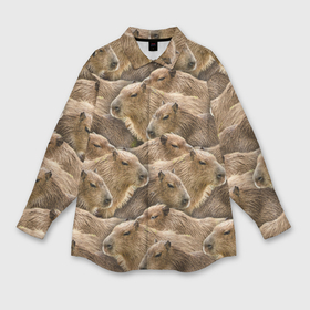 Мужская рубашка oversize 3D с принтом Паттерн с капибарами   грызуны в Екатеринбурге,  |  | Тематика изображения на принте: 