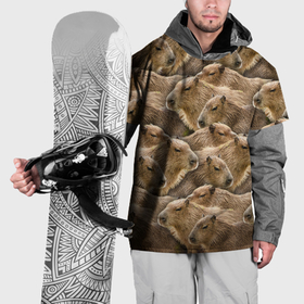 Накидка на куртку 3D с принтом Паттерн с капибарами   грызуны , 100% полиэстер |  | 