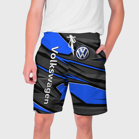 Мужские шорты 3D с принтом Вольцваген   спортивная униформа в Екатеринбурге,  полиэстер 100% | прямой крой, два кармана без застежек по бокам. Мягкая трикотажная резинка на поясе, внутри которой широкие завязки. Длина чуть выше колен | 