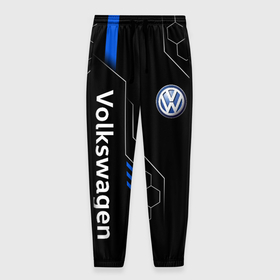 Мужские брюки 3D с принтом Volkswagen   blue technology в Тюмени, 100% полиэстер | манжеты по низу, эластичный пояс регулируется шнурком, по бокам два кармана без застежек, внутренняя часть кармана из мелкой сетки | 