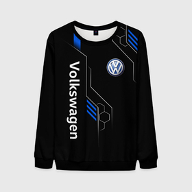 Мужской свитшот 3D с принтом Volkswagen   blue technology в Екатеринбурге, 100% полиэстер с мягким внутренним слоем | круглый вырез горловины, мягкая резинка на манжетах и поясе, свободная посадка по фигуре | Тематика изображения на принте: 
