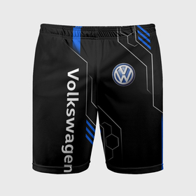 Мужские шорты спортивные с принтом Volkswagen   blue technology в Екатеринбурге,  |  | Тематика изображения на принте: 