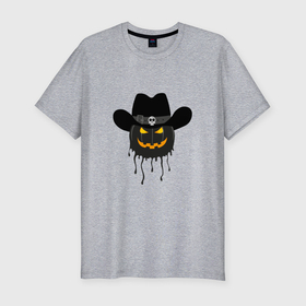 Мужская футболка хлопок Slim с принтом Стильный фонарь Джек Тыква на Хеллоуин в Курске, 92% хлопок, 8% лайкра | приталенный силуэт, круглый вырез ворота, длина до линии бедра, короткий рукав | 