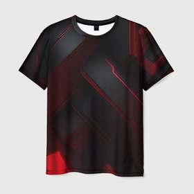 Мужская футболка 3D с принтом Красная бесконечность в Кировске, 100% полиэфир | прямой крой, круглый вырез горловины, длина до линии бедер | 