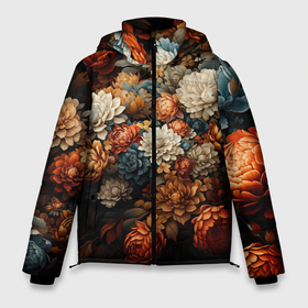 Мужская зимняя куртка 3D с принтом Цветочная коллекция в Екатеринбурге, верх — 100% полиэстер; подкладка — 100% полиэстер; утеплитель — 100% полиэстер | длина ниже бедра, свободный силуэт Оверсайз. Есть воротник-стойка, отстегивающийся капюшон и ветрозащитная планка. 

Боковые карманы с листочкой на кнопках и внутренний карман на молнии. | Тематика изображения на принте: 