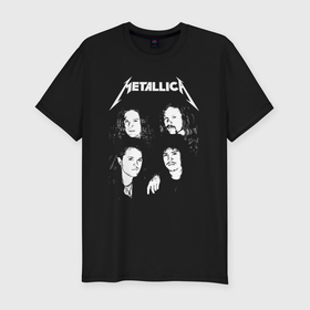 Мужская футболка хлопок Slim с принтом Metallica band в Тюмени, 92% хлопок, 8% лайкра | приталенный силуэт, круглый вырез ворота, длина до линии бедра, короткий рукав | 