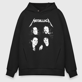 Мужское худи Oversize хлопок с принтом Metallica band в Екатеринбурге, френч-терри — 70% хлопок, 30% полиэстер. Мягкий теплый начес внутри —100% хлопок | боковые карманы, эластичные манжеты и нижняя кромка, капюшон на магнитной кнопке | 