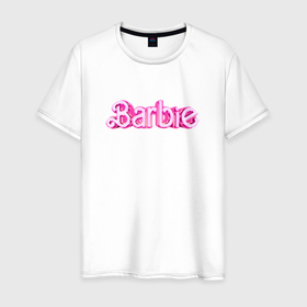 Мужская футболка хлопок с принтом Барби   Фильм Логотип в Санкт-Петербурге, 100% хлопок | прямой крой, круглый вырез горловины, длина до линии бедер, слегка спущенное плечо. | Тематика изображения на принте: 