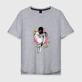 Мужская футболка хлопок Oversize с принтом панк ангел следуй за белым кроликом в Белгороде, 100% хлопок | свободный крой, круглый ворот, “спинка” длиннее передней части | Тематика изображения на принте: 