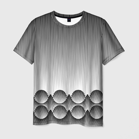 Мужская футболка 3D с принтом Круглая полосатая геометрия в Петрозаводске, 100% полиэфир | прямой крой, круглый вырез горловины, длина до линии бедер | 