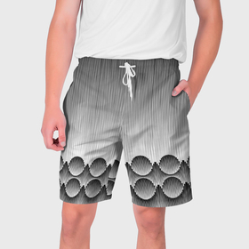 Мужские шорты 3D с принтом Круглая полосатая геометрия в Белгороде,  полиэстер 100% | прямой крой, два кармана без застежек по бокам. Мягкая трикотажная резинка на поясе, внутри которой широкие завязки. Длина чуть выше колен | 