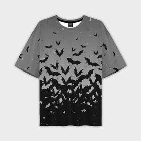 Мужская футболка oversize 3D с принтом Серый фон и летучие мыши в Кировске,  |  | 