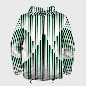 Мужская ветровка 3D с принтом Зеленый геометрический круглый узор в Петрозаводске, 100% полиэстер | подол и капюшон оформлены резинкой с фиксаторами, два кармана без застежек по бокам, один потайной карман на груди | 