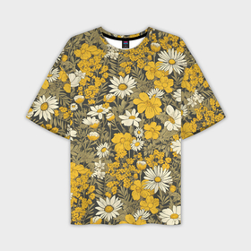 Мужская футболка oversize 3D с принтом Полевые и луговые цветы в Петрозаводске,  |  | Тематика изображения на принте: 