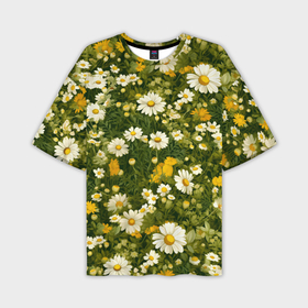 Мужская футболка oversize 3D с принтом Лесная цветочная поляна ,  |  | 